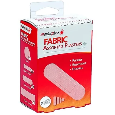 Masterplast 50 Fabric Assorted Plaster Breathable Strong Plaster - Cuts & Wounds • £2.69