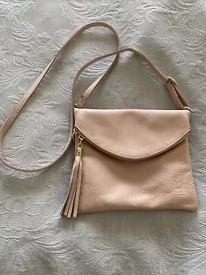 Beautiful Vera Pelle Crossbody Purse Bag Pink Genuine Leather Made In Italy • $35