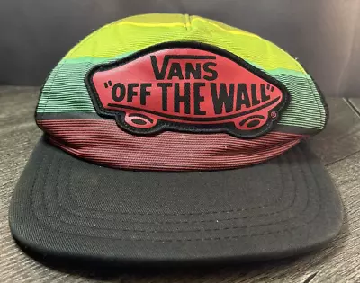 Vans Off The Wall Skater Embroidered Skateboard Mesh Snapback Trucker Hat Rasta • $24.97