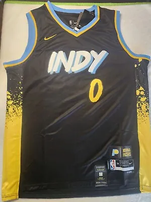 Tyrese Halliburton #0 Indiana Pacers City Edition Jersey Stitched Size XL NWT  • $29