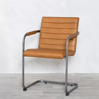 Leather Chair Tan Buffalo Leather Dining Chair Cantilever Chair Modern Chair • £295