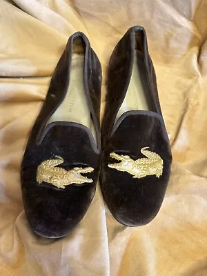 Men’s $575 Stubbs & Wootton Velvet Alligator  GATOR  Slippers Loafers Shoes 8.5 • $113.99