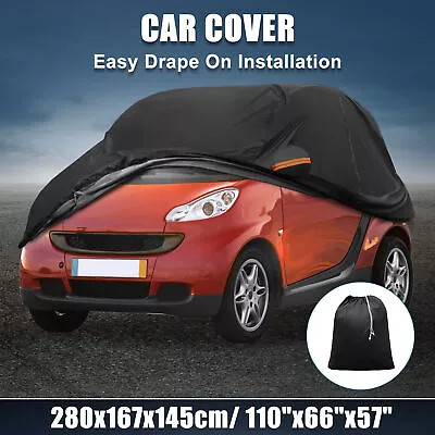 Waterproof 210D-PU Oxford Car Cover For Smart Fortwo 07-23 With Zipper Black • $52.53