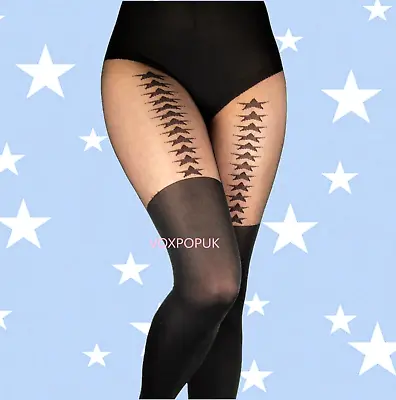 SILKY SIGNATURE RANGE TIGHTS Mock Star Suspender Black UK Large 42 -48  Hip • $6.20