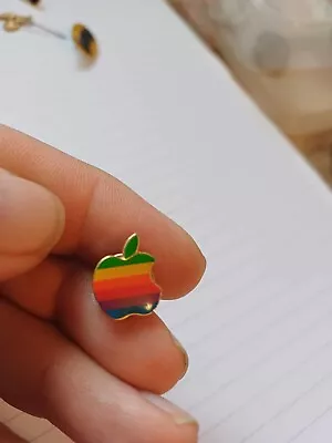 Rare Vintage Apple Rainbow Logo Pin Lapel 80's  • £1.20