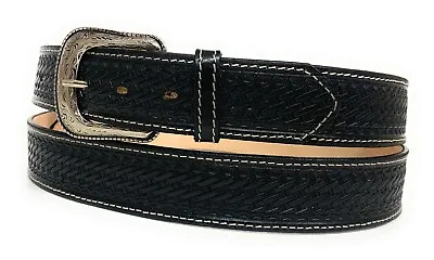 1 3/4  Wide Men's Heavy Duty Basket Weave Western Casual Or Work Leather Belt  • $24.99