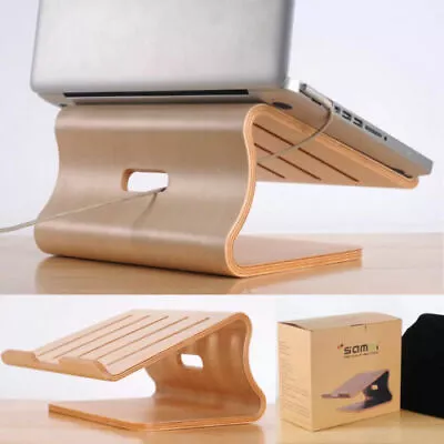 New Wood Wooden Laptop Cooling Stand Holder Dock Tray For Apple Macbook Air Pro • $38.99