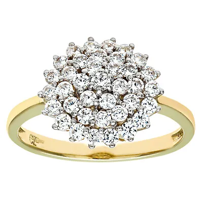 9ct Yellow Gold Cluster Ring Set With Cubic Zirconia Stones By Citerna • £174.95