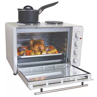 Tabletop Mini Oven & Grill With Double Hotplate Hobs 45L Igenix IG7145 • £139.99