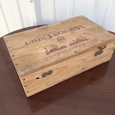 Vintage Mouton-Cadet Wooden Box Wine Crate Baron Philippe De Rothschild France • $29