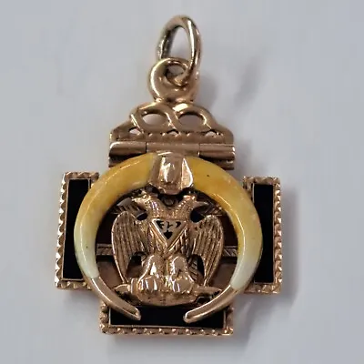 Antique Freemason 10K Gold Diamond 32nd Degree Vintage Masonic Pendant • $339