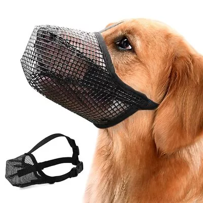 Pet Dog Adjustable Mask Bark Bite Mesh Mouth Muzzle Grooming Anti Stop Chewing E • £5.53