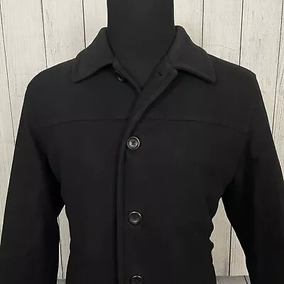 J. Crew Men's Medium Black Wool Blend Button-Front Heavyweight Pea Coat • $59.99