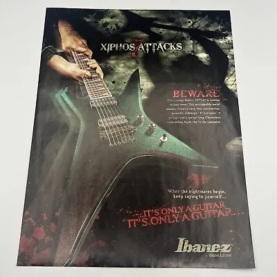 Ibanez Xiphos 7 Guitar 2008 Print Ad 8 X11  Xiphos 7 Attacks Music Studio Art • $8.25