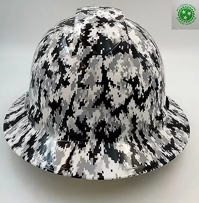 $49.99 • Buy Hard Hat FULL BRIM Custom Hydro Dipped , OSHA Approved WHITE DIGITAL CAMO NEWEST