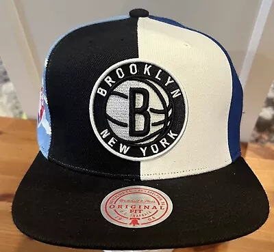 Mitchell & Ness Brooklyn Nets NBA What The? Pinwheel Snapback Hat Black NWT • $24.99