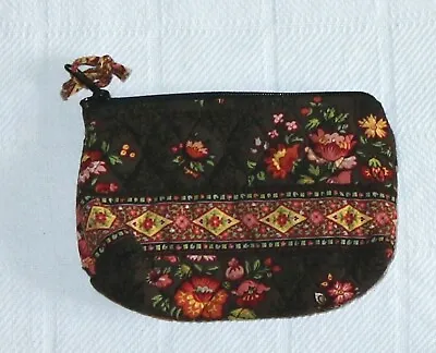 VERA BRADLEY Chocolat Pattern Top Zip Vinyl Lined Makeup Case 5 X 7 EXC • $16.99