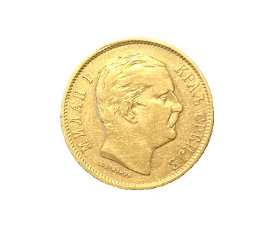 Serbia 1882 Gold 10 Dinara XF Milan I • $350