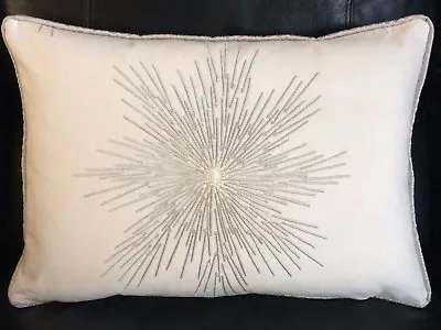 New Custom Made Fabricut - Sunburst Metallic Platinum Embroidered Throw Pillow • $74.99