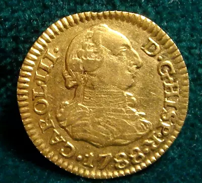 1788 Carlos III 3rd Type Spanish Gold Coin 1/2 Escudo See Photo • $340