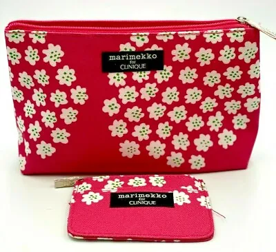 MARIMEKKO For CLINIQUE Pink Makeup Cosmetic Bag + Mini Coin Bag Choose Qty NEW • $16.89