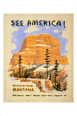 SEE AMERICA! VINTAGE Montana Draft For WPA TRAVEL POSTER 1936 20x30 • $9.99