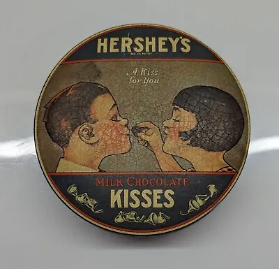 Vintage Crackle Enamel Print Hershey's Chocolate  A Kiss For You  Chocolate Tin • $10