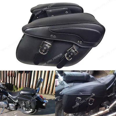 Motorcycle Black Side Saddle Bags For Kawasaki Vulcan 750 800 900 1500 1600 2000 • $121.50