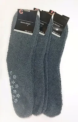 3 Pairs Mens Soft Cozy Socks Non-Skid Plain Dark Gray 10-13 • $6.75