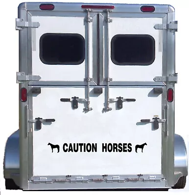 Caution Horses Reflective Decal Sticker American Quarter Horse Truck Trailer B • $32.93