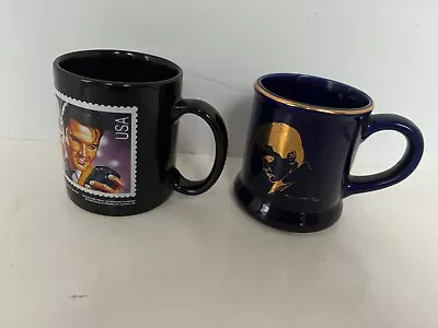 SET Of 2 COFFEE MUG CUP  Elvis Presley 29 Cent Stamp & Ron Ashley Vintage READ • $19