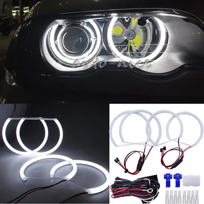 131+146mm For BMW E46 Non-HID Halogen Headlight Cotton LED Angel Eyes Halo Rings • $39.89