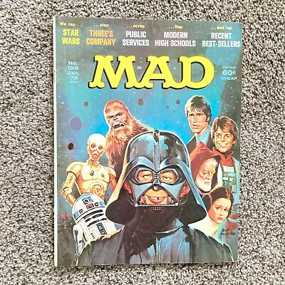 Mad Magazine #196 Jan 1978 (7.0)- STAR WARS THREE'S COMPANY JACK RICKARD Cover • $14.99