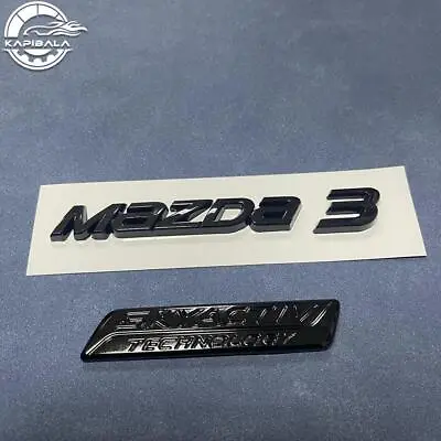 2x SKYACTIV TECHNOLOGY & Maz-d-a 3 Rear Trunk Emblem Badge Gloss Black For Axela • $32.90