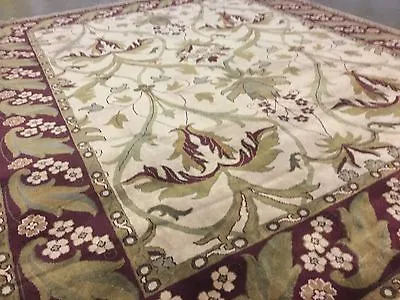 $1799.10 • Buy 8'.1  X 9'.11  Beige Red Floral William Morris Oriental Rug Hand Knotted Wool