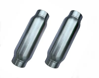 Pair Of 3.0  Inlet / Outlet - 12  Length  Exhaust Muffler Resonator SS • $67.97