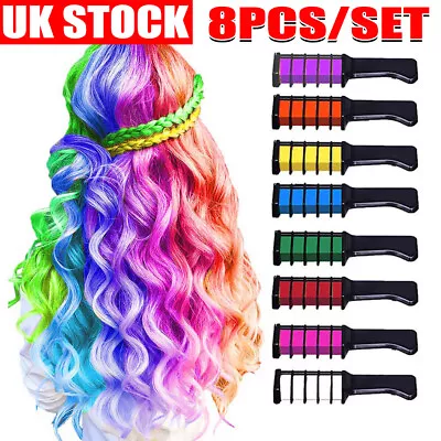 Hair Chalks For Girls Washable Hair Chalk Dye Halloween Cosplay Kids Makeup Sets • £8.89