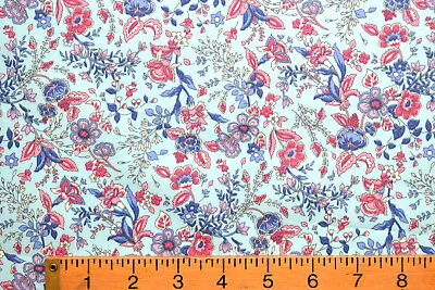 Bright Vintage Floral Cotton Fabric Antique Flowers Ditsy Poplin Material... • £4.99