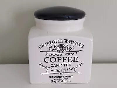 Charlotte Watson Country COFFEE Canister By Henry Watson Pottery Cream & Black . • £12