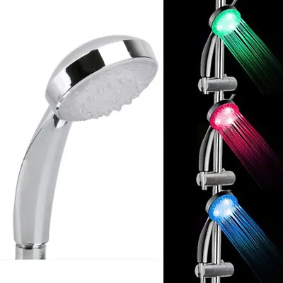 3 Color LED Light Temperature Control Bath Shower Head Glow Handheld Bathroom 1 • $8.54