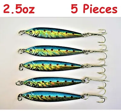 2.5oz Mega Live Bait Metal Jigs 5 Pieces Bunker Sardine Saltwater Fishing Lures  • $18.99