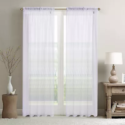 A Piece Of Wide Sheer Voile Curtain With 10cm Gathering Tape Top /back Tabs • £16.20