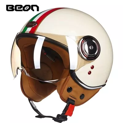 Motorcycle Scooter Helmet Open Face 3/4 Motorbike Vintage Retro Helmets DOT ECE • $84.13