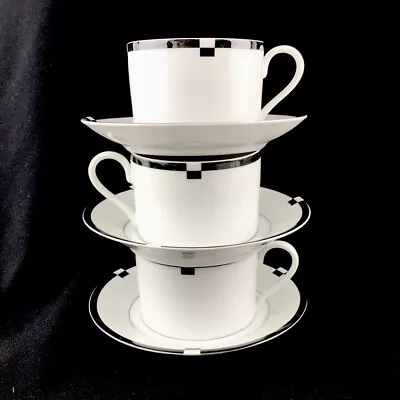 3 Mikasa Midnight West Germany Flat Cups & Saucers Fine China Dinnerware U34 • $19.95