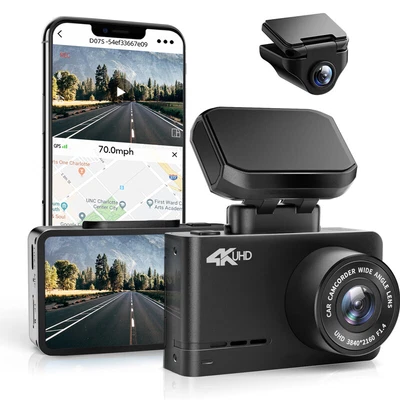 $169.95 • Buy WOLFBOX D07C Front And Rear Dash Cam 4K Dash Cam With WiFi GPS  Mini Dash Camera