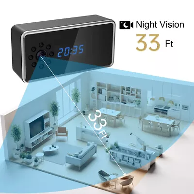 WiFi Alarm Clock Camera Night Vision 1080P HD Motion Sensor Security Nanny Cam • $44.17