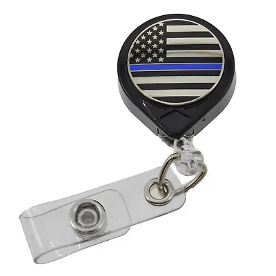 $9.95 • Buy Police Thin Blue Line Badge Reel Nurse Retractable ID Holder Security Lanyard