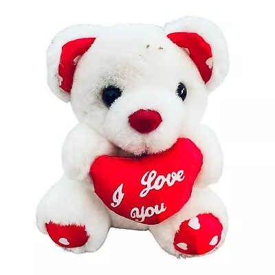 Teddy Bear Plush Stuffed Animal I Love You White Red Hearts Manley Toys Mini • $12.74