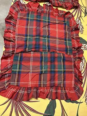 Set Of 2 Vintage Ralph Lauren Red Green Blue Plaid Ruffle Standard Pillow Cases • $49