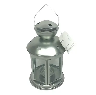 $14.24 • Buy IKEA Rotera Silver Metal Tea Light Candle Lantern Star/Snowflake Glass Panels
